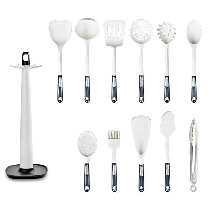 Набор из 10 кухонных принадлежностей из силикона с ручками из АБС-пластика и подставкой для хранения
Набор из 10 кухонных принадлежностей из силикона с ручками из АБС-пластика и подставкой для хранения