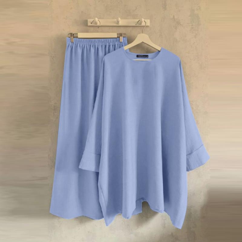 ZANZEA Жіночі повсякденні комплекти топа та спідниці з круглим вирізом і рукавами 3/4 5XL
ZANZEA Жіночі повсякденні комплекти топа та спідниці з круглим вирізом і рукавами 3/4 5XL