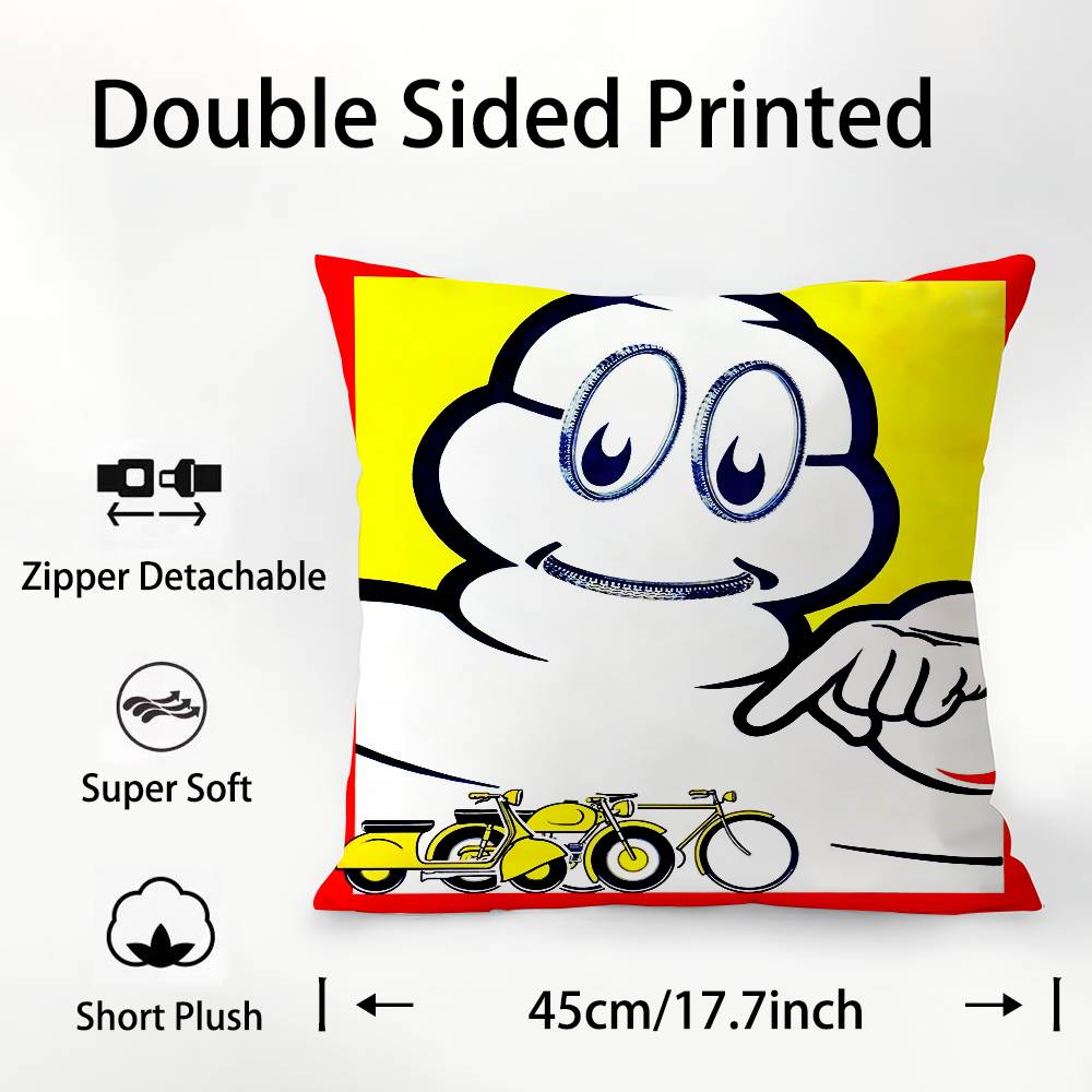 M-Michelin Cartoon T-Tire Pillow Case Square Double‑Sided Print Cushion Case For Sofa Home Bedchamber Decor Gift 12x12Inch
M-Michelin Cartoon T-Tire Pillow Case Square Double‑Sided Print Cushion Case For Sofa Home Bedchamber Decor Gift 12x12Inch