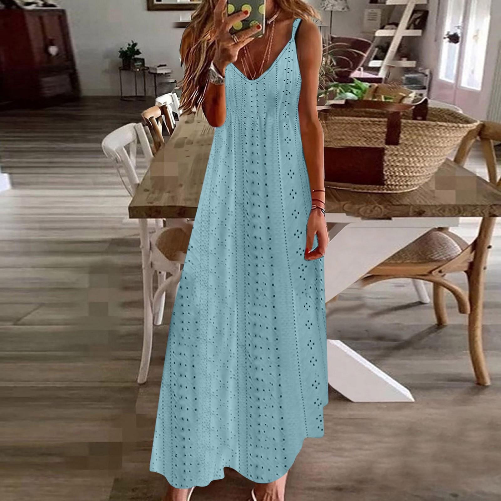 Women s Hollowed Out Vacation Long Dress Color Sleeveless Suspender V-neck Dress XXL
Women s Hollowed Out Vacation Long Dress Color Sleeveless Suspender V-neck Dress XXL