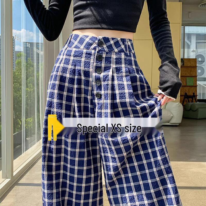 Zhao Lusi Style Women s Blue Plaid Wide-Leg Pants - 145 Petite, Early Autumn, Elegant Casual Straight-Leg XL (116-125 jin)
Zhao Lusi Style Women s Blue Plaid Wide-Leg Pants - 145 Petite, Early Autumn, Elegant Casual Straight-Leg XL (116-125 jin)