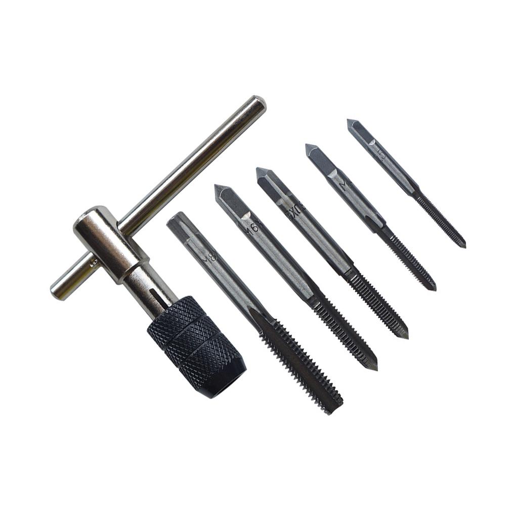6 Pieces/Set Portable T-handle Tap Wrench Replacement Assortment High Speed Steel Taps Spanner Hardware Repair Handtool
6 Pieces/Set Portable T-handle Tap Wrench Replacement Assortment High Speed Steel Taps Spanner Hardware Repair Handtool