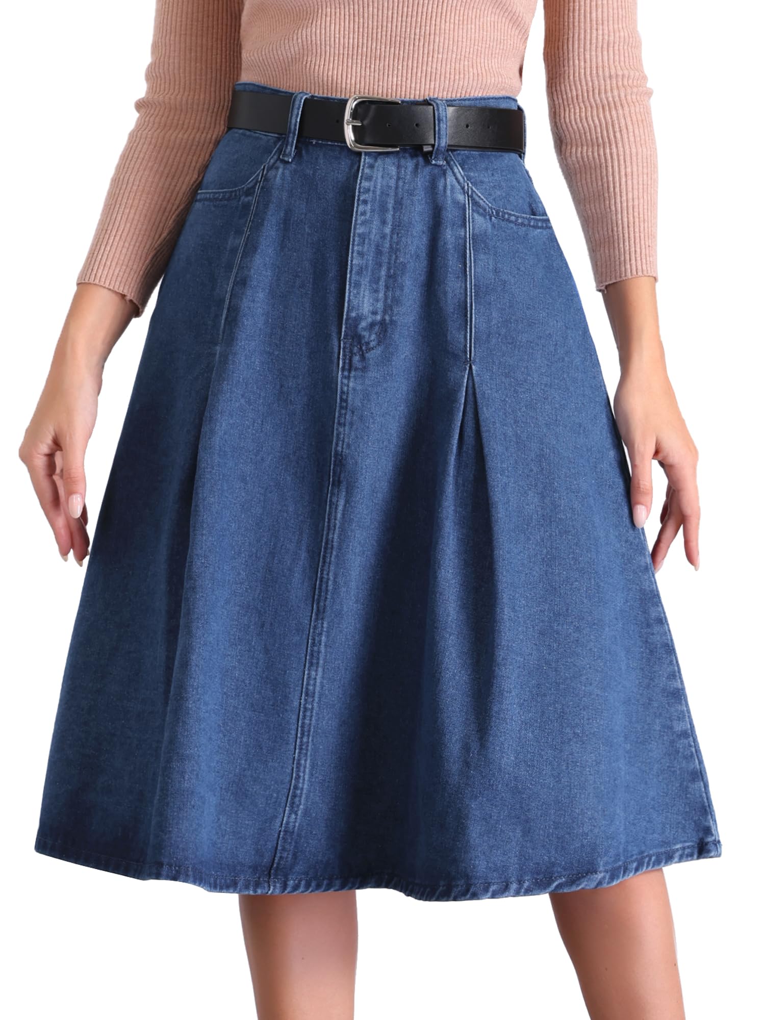 Allegra K Women s High-Waisted A-Line Denim Flare Skirt with Pockets, Classic Midi Skirt, Belted, Blue, Size M
Allegra K Women s High-Waisted A-Line Denim Flare Skirt with Pockets, Classic Midi Skirt, Belted, Blue, Size M