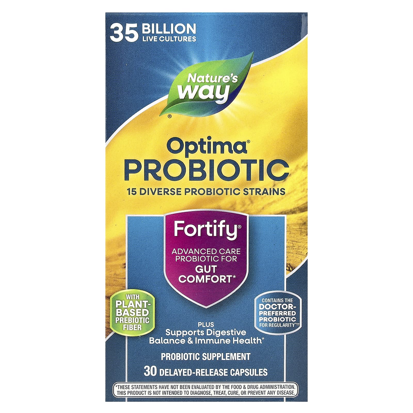 Nature S Way, Optima® Probiotic, Fortify®, Comfortable Gut, 35 Billion, 30 Delayed Release Capsules
Nature S Way, Optima® Probiotic, Fortify®, Comfortable Gut, 35 Billion, 30 Delayed Release Capsules