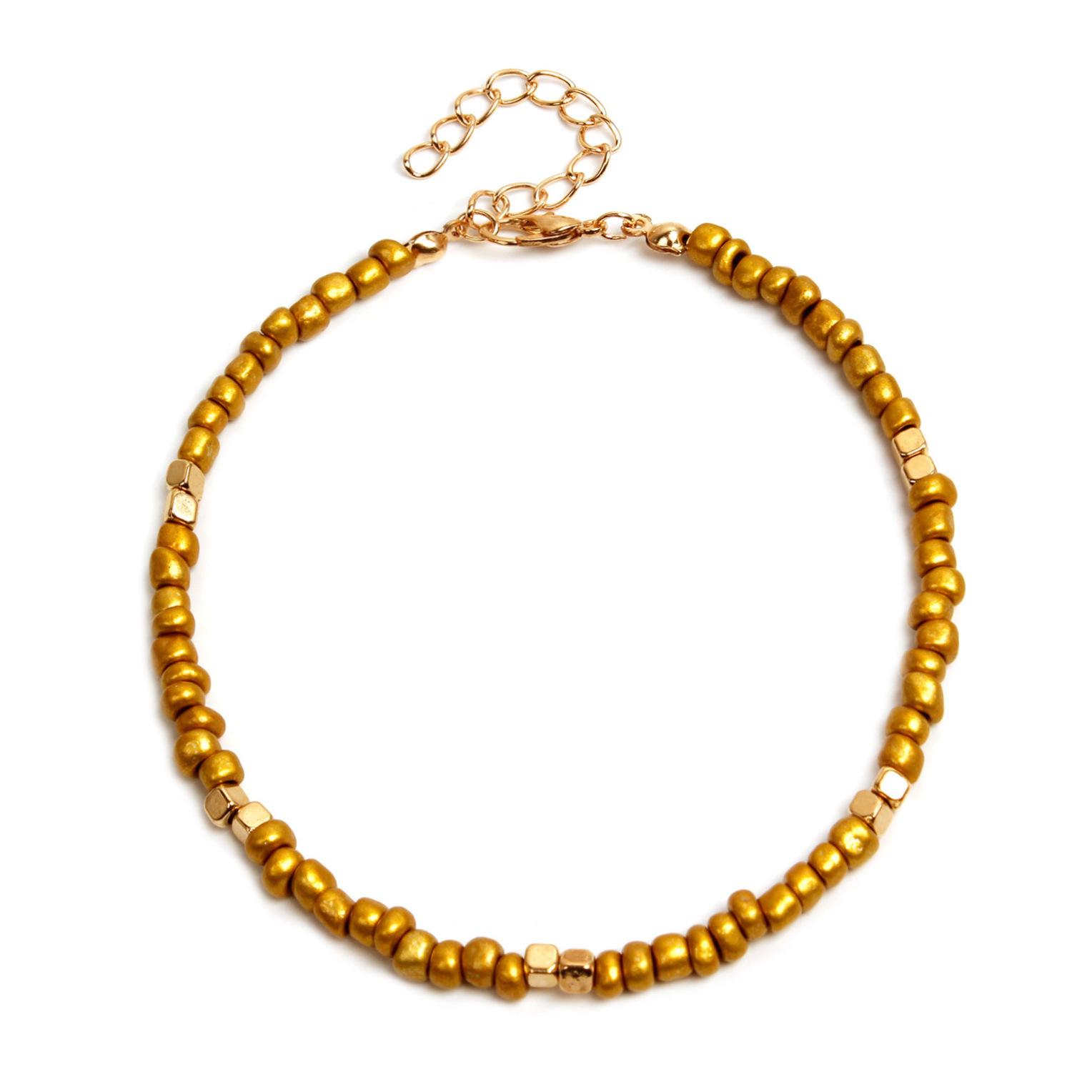 European and American jewelry, new gold rice bead beach anklet women, fashionable hand-threaded square alloy foot decoration
European and American jewelry, new gold rice bead beach anklet women, fashionable hand-threaded square alloy foot decoration