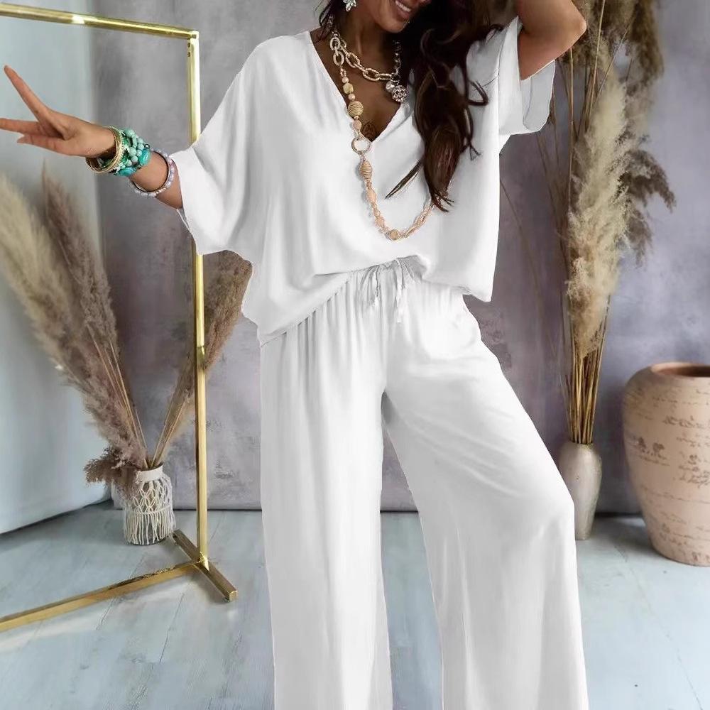 Loose Women Sets 2 pcs Sale V Neck Short Sleeve Blouse Shirts& High Waist Wide Leg Vacation Beachwear Pant Suits NMD-3032 XS белый
Loose Women Sets 2 pcs Sale V Neck Short Sleeve Blouse Shirts& High Waist Wide Leg Vacation Beachwear Pant Suits NMD-3032 XS белый