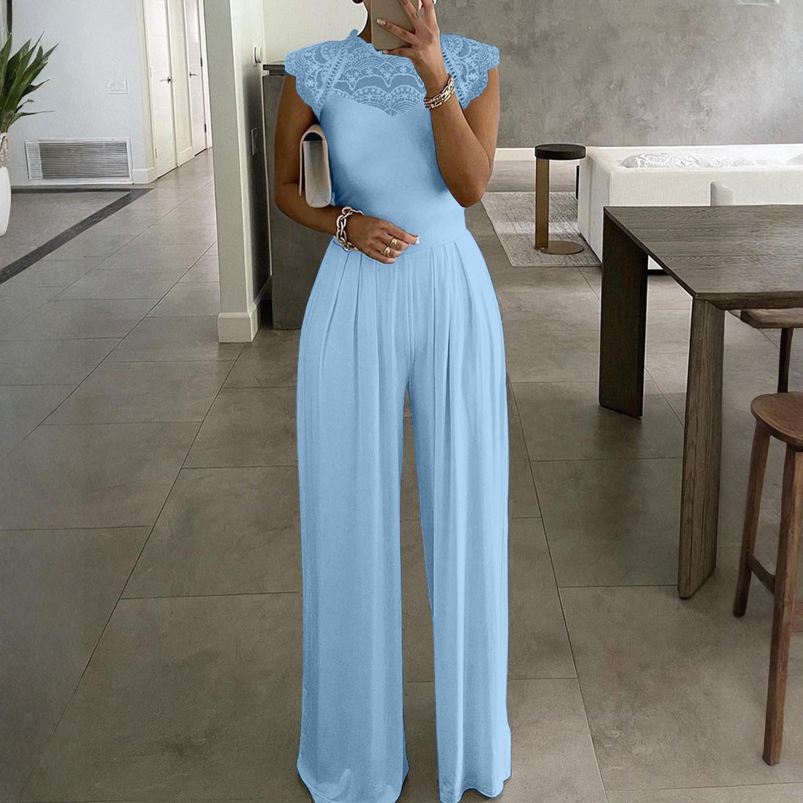 Women’s Sleeveless Lace Panel Wide Leg Jumpsuit High Waist Elegant Long Pantsuit Crew Neck Outfit for Ladies XXL
Women’s Sleeveless Lace Panel Wide Leg Jumpsuit High Waist Elegant Long Pantsuit Crew Neck Outfit for Ladies XXL