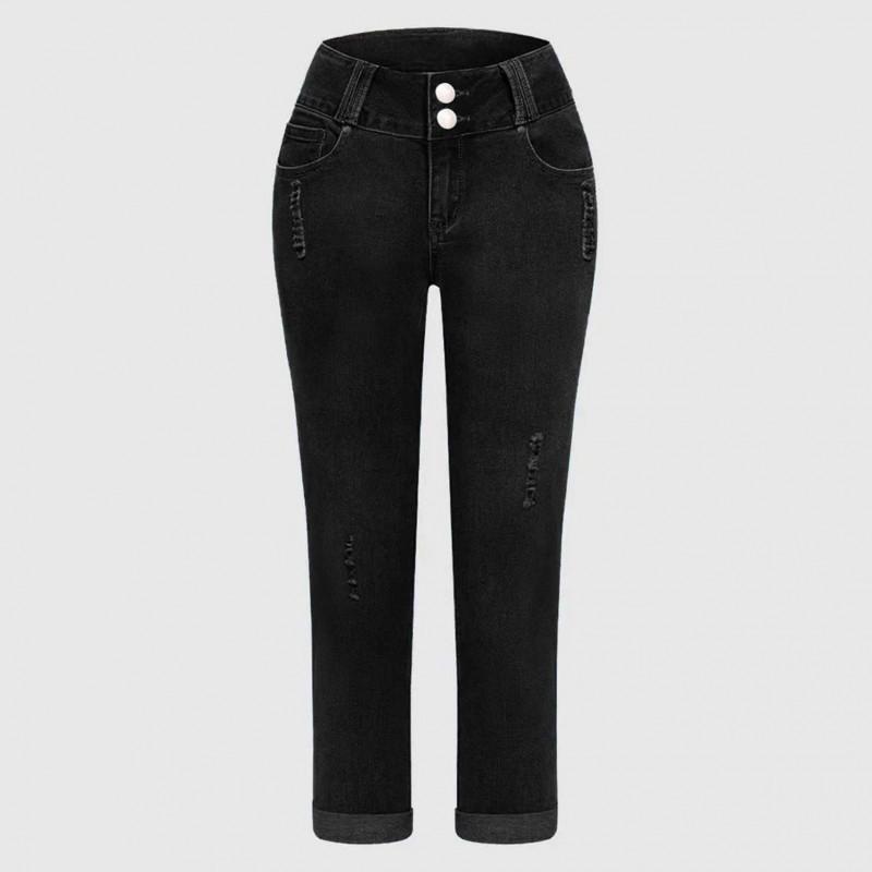 Black High-waisted Hip-lifting Denim Eight-cent Pants Curl-edge Trendy Jeans S чёрный
Black High-waisted Hip-lifting Denim Eight-cent Pants Curl-edge Trendy Jeans S чёрный