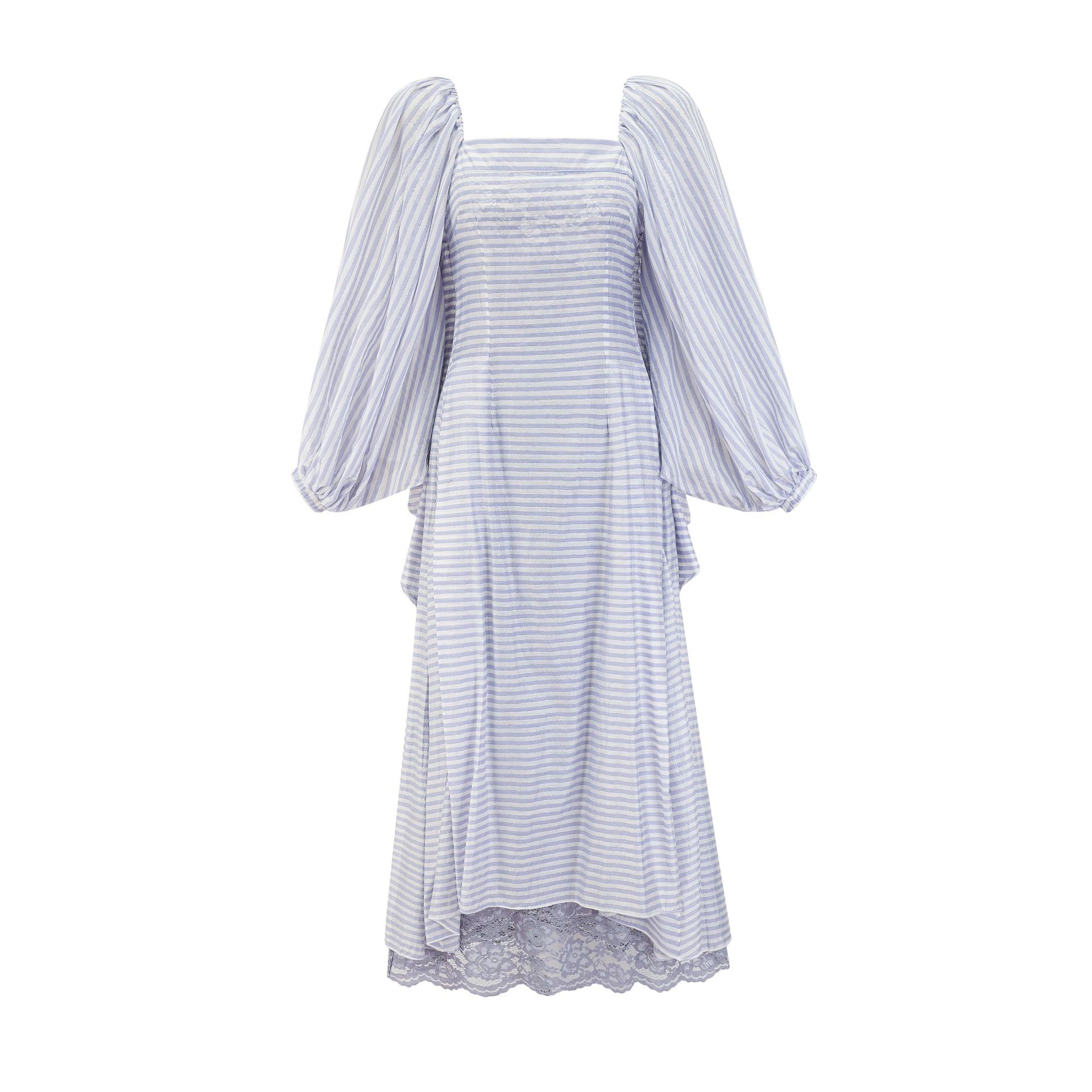 Blue and White Striped Bat Sleeve Long Skirt Temperament Celebrity Style Square Neck Skirt Travel Outfit Autumn Dress S
Blue and White Striped Bat Sleeve Long Skirt Temperament Celebrity Style Square Neck Skirt Travel Outfit Autumn Dress S