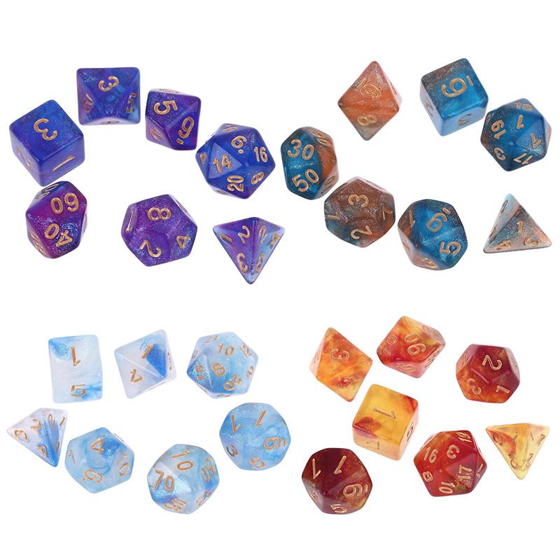 PDTO 7pcs Glitter Polyhedral Dice Double Colors D4 D6 D8 D10 D12 D20 for Board Game
PDTO 7pcs Glitter Polyhedral Dice Double Colors D4 D6 D8 D10 D12 D20 for Board Game