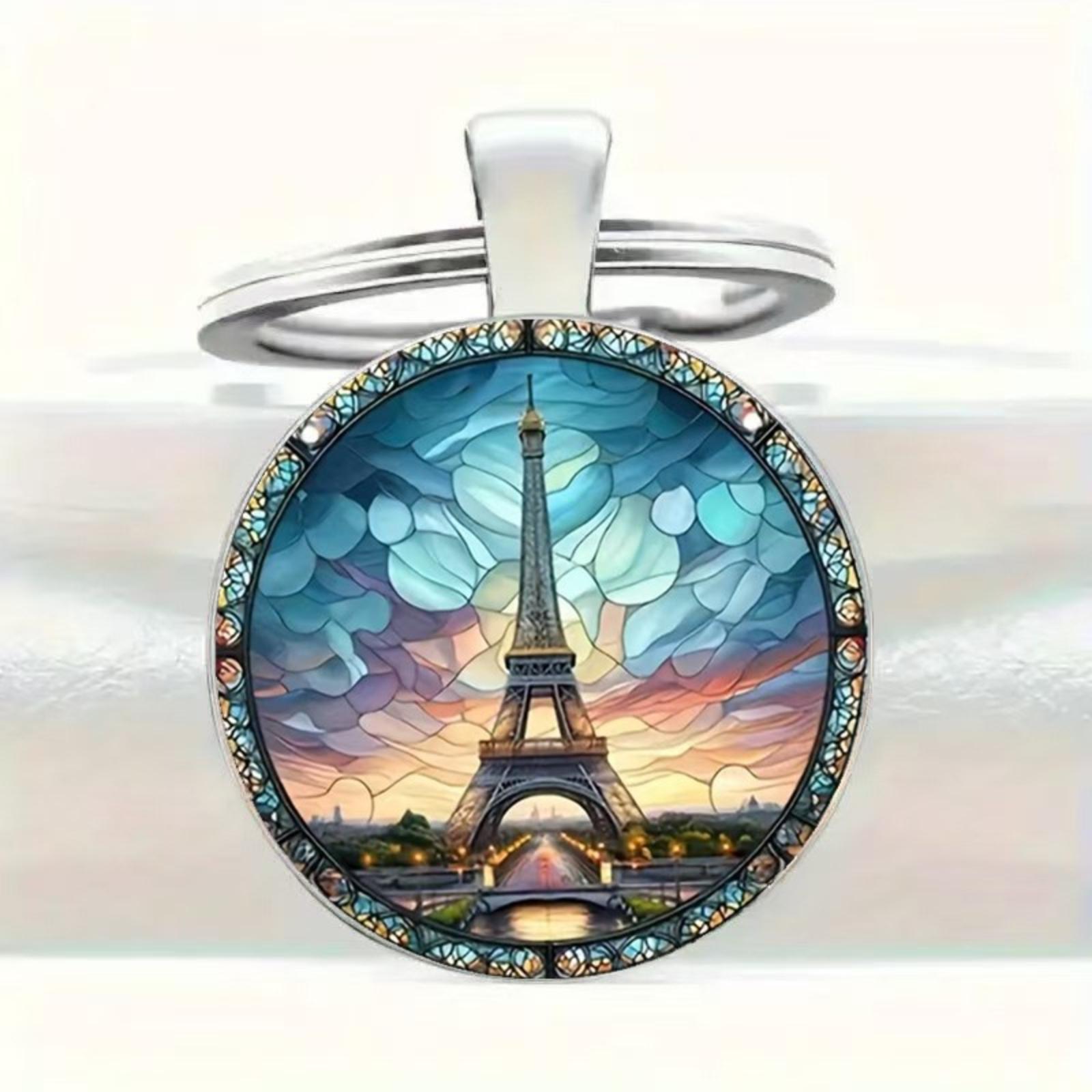 Round Glass Alloy Pendant Keychain with Eiffel Tower Design Stained Glass Style Circle Shaped Key Ring Accessory for Everyday Use One Size
Round Glass Alloy Pendant Keychain with Eiffel Tower Design Stained Glass Style Circle Shaped Key Ring Accessory for Everyday Use One Size