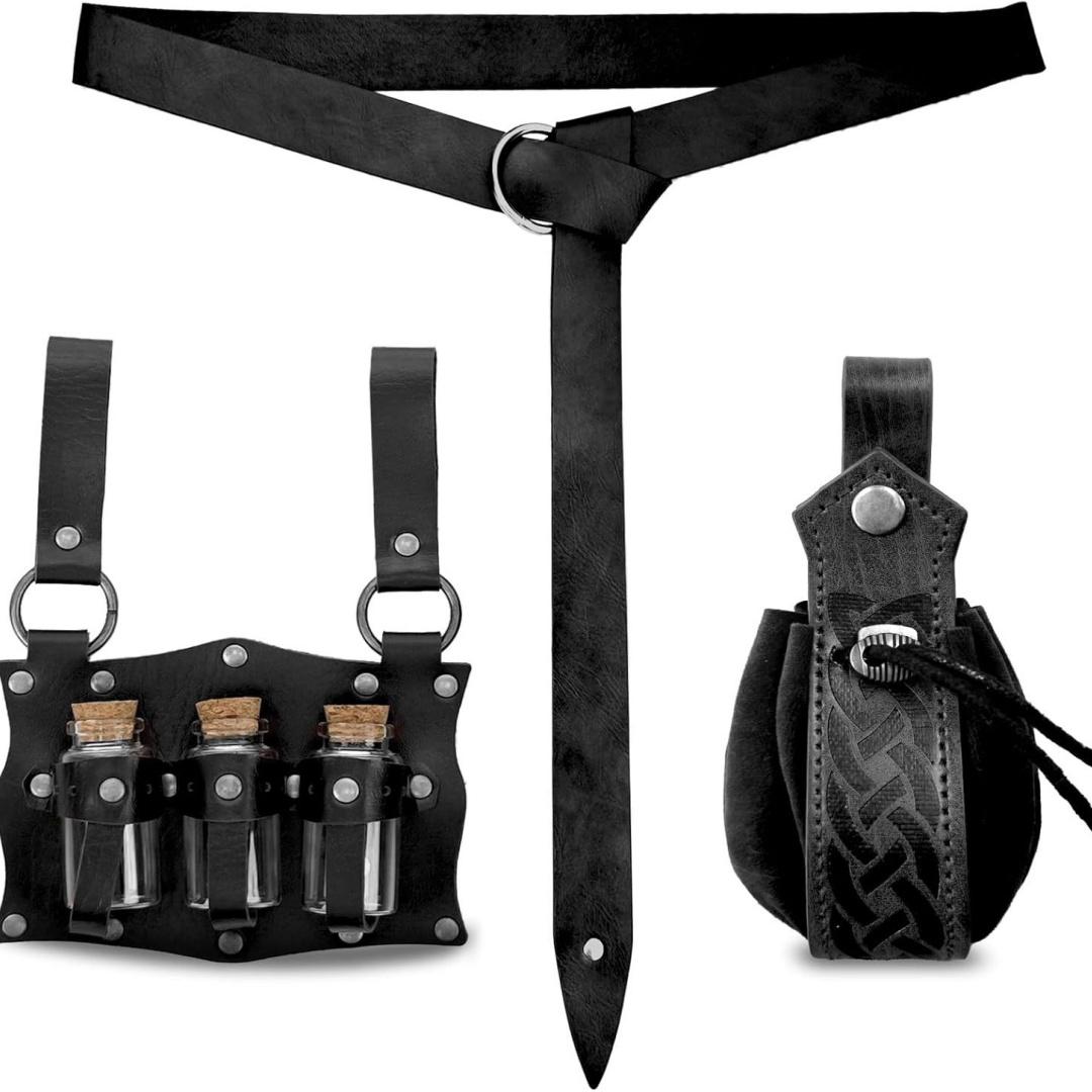 New Renaissance Leather Belt Medieval Wizard Glass Magic Bottle Cork Bottle Stopper Copper Coin Waist Bag Cosplay Belt Waist bag 165cm
New Renaissance Leather Belt Medieval Wizard Glass Magic Bottle Cork Bottle Stopper Copper Coin Waist Bag Cosplay Belt Waist bag 165cm