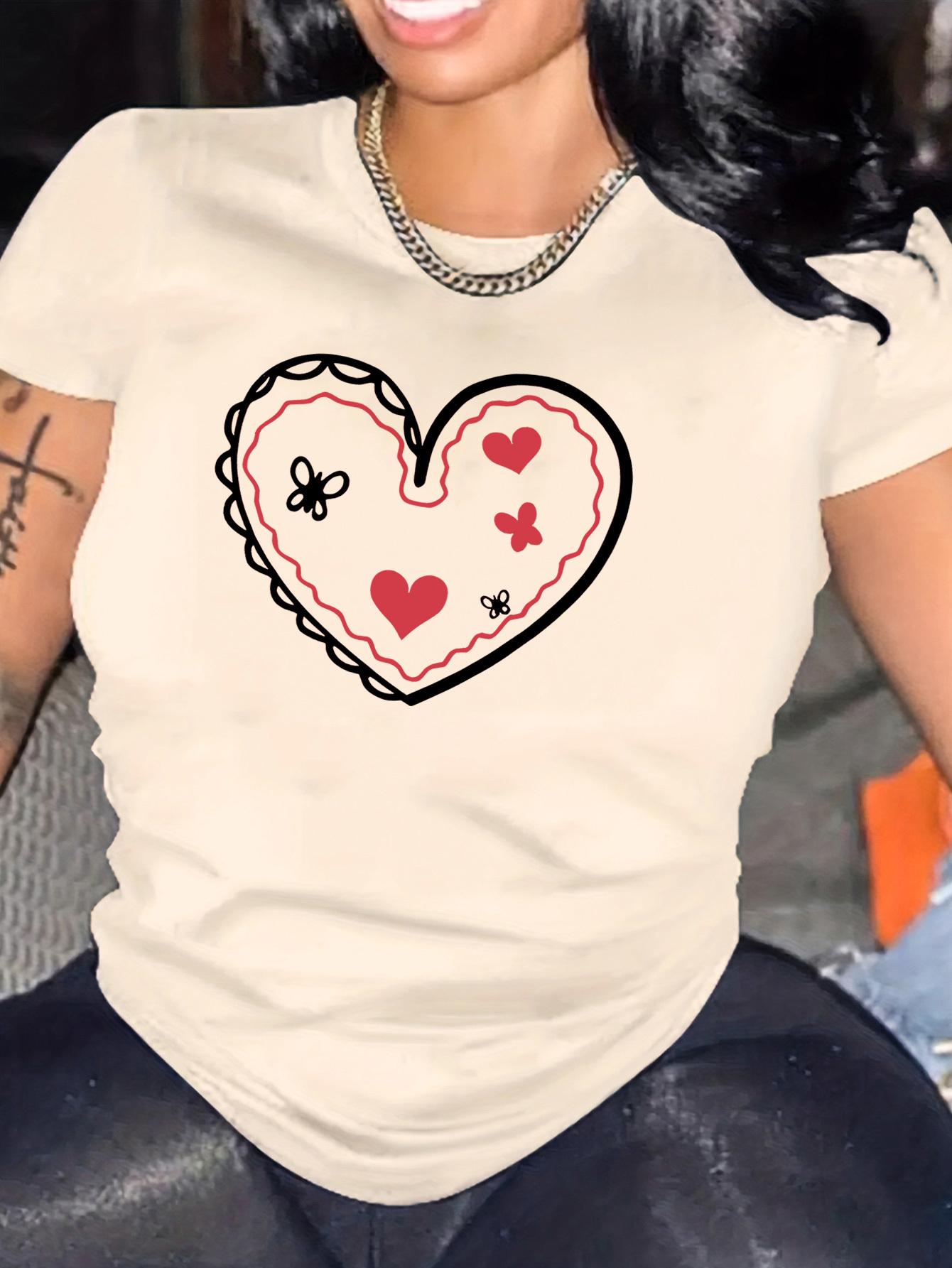 Heart and Butterfly Printed Summer Womens Top Round Neck Short Sleeved Casual Fashion Summer Womens Soft Comfortable Clothing 4XL
Heart and Butterfly Printed Summer Womens Top Round Neck Short Sleeved Casual Fashion Summer Womens Soft Comfortable Clothing 4XL