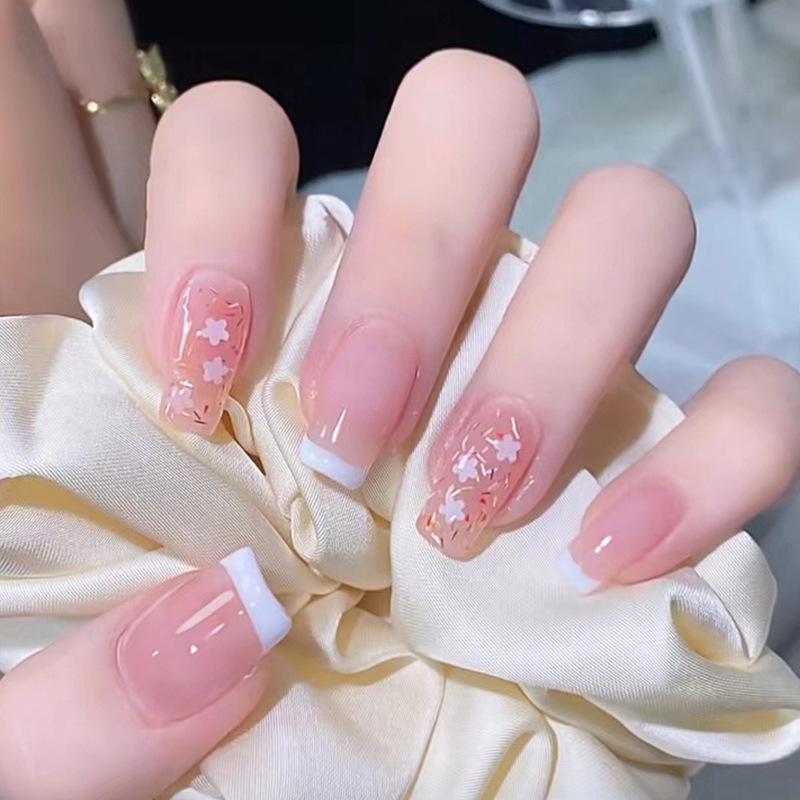 Pink Floral French Edge Nail Art Stickers - Sweet & Cute Wearable Fake Nails Glue Version
Pink Floral French Edge Nail Art Stickers - Sweet & Cute Wearable Fake Nails Glue Version