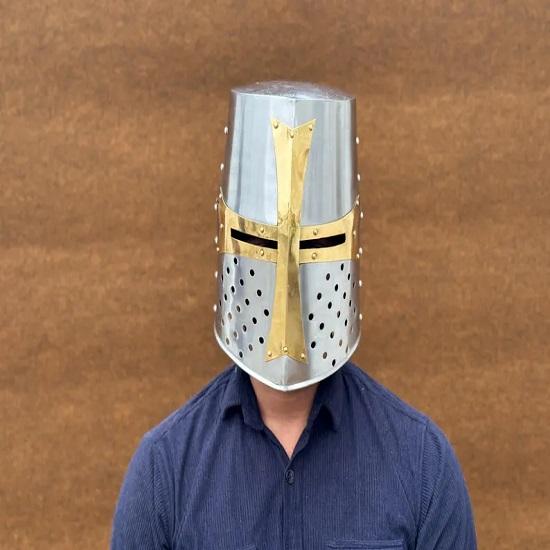 Knight Templar Steel Helmet Perfect for Medieval LARP, Role Play Collectors Unique Christmas Gift for Him
Knight Templar Steel Helmet Perfect for Medieval LARP, Role Play Collectors Unique Christmas Gift for Him