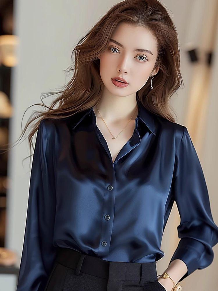 Women s Satin Button Down Shirt Long Sleeve Collared Blouse Lightweight Smooth Fabric Office Workwear XXL тёмно-синий
Women s Satin Button Down Shirt Long Sleeve Collared Blouse Lightweight Smooth Fabric Office Workwear XXL тёмно-синий