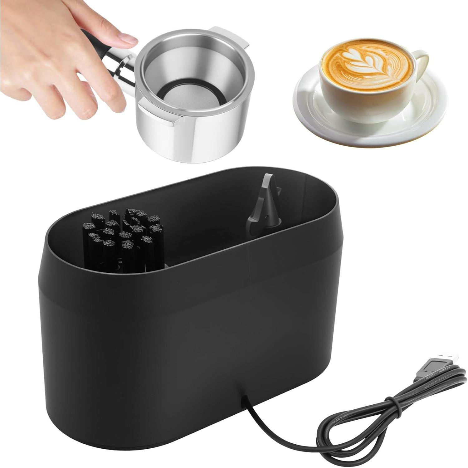 Coffee Puck Cleaner, Plastic Electric Automatic Knock Box Cleaner with Holder Cleaning Brush Grounds Tray for Household Kitchen Workplace
Coffee Puck Cleaner, Plastic Electric Automatic Knock Box Cleaner with Holder Cleaning Brush Grounds Tray for Household Kitchen Workplace