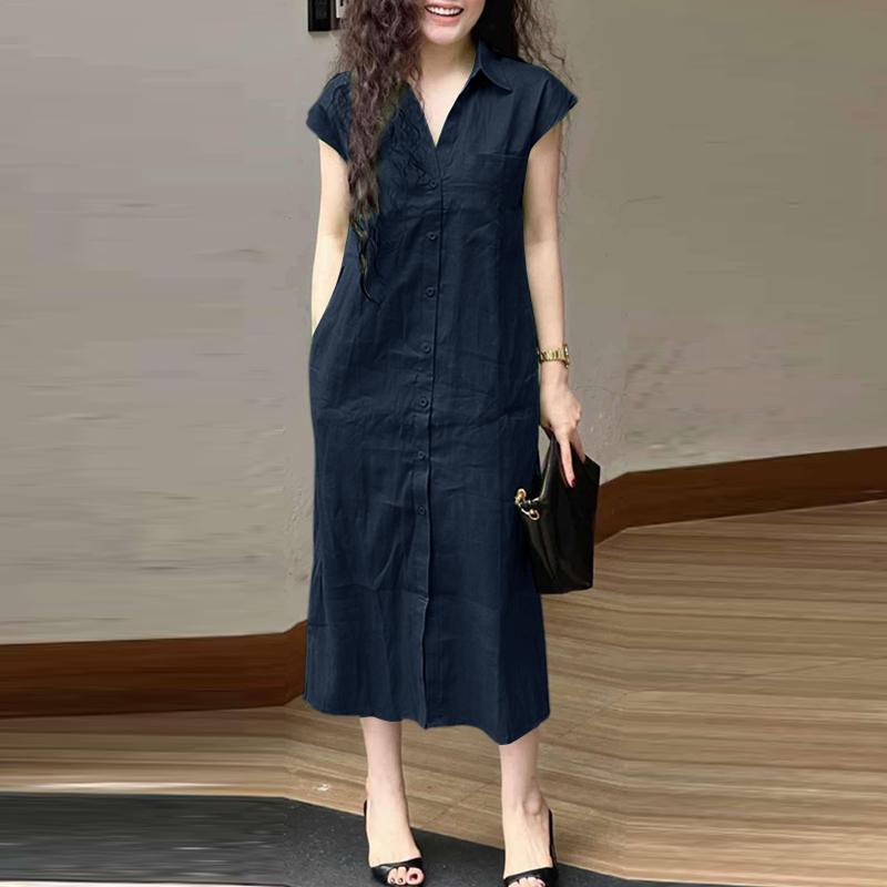 ZANZEA Women Classic Collar Solid Color Summer Short Sleeve Dress 5XL
ZANZEA Women Classic Collar Solid Color Summer Short Sleeve Dress 5XL