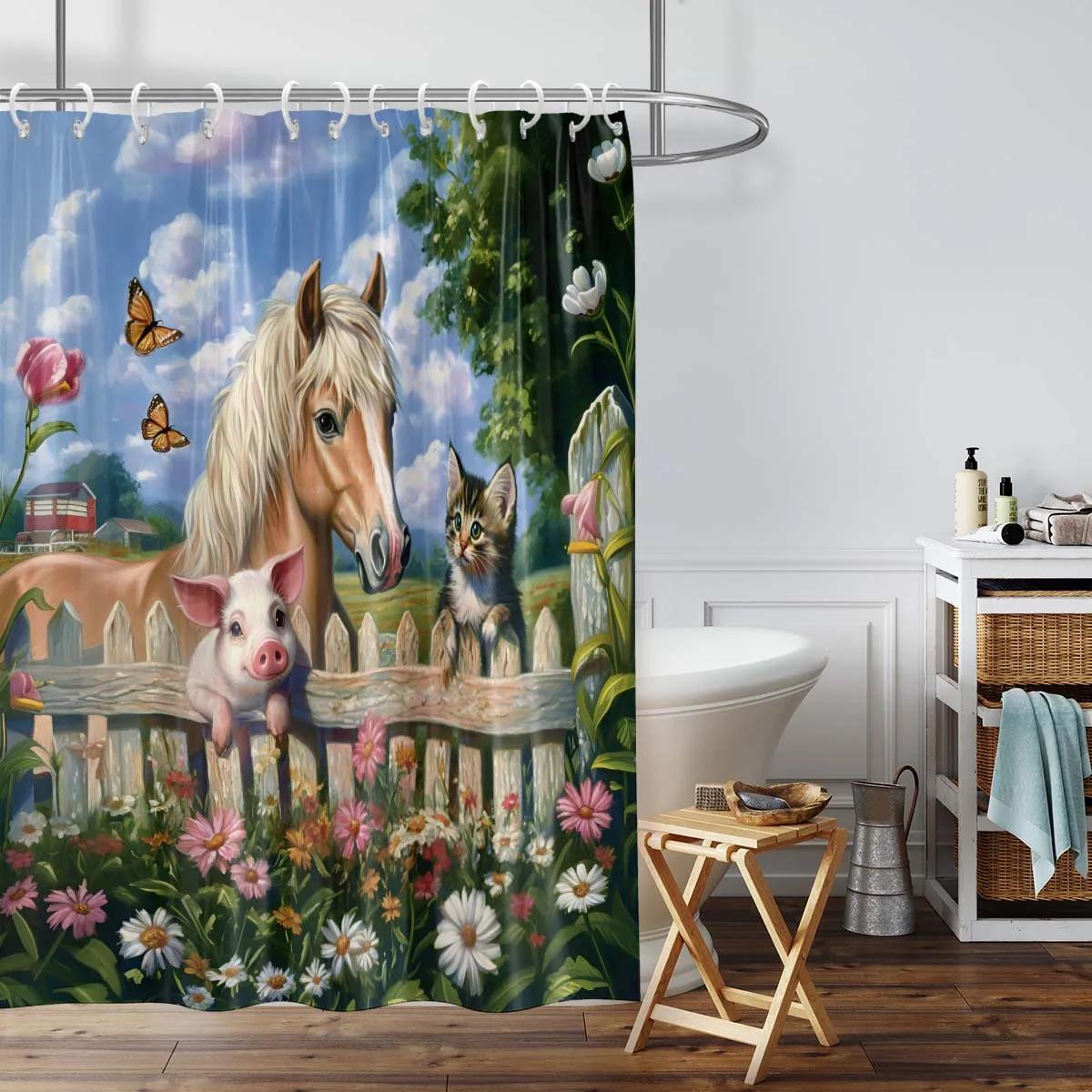 1Pc Farm Animals Pattern Printed Shower Curtain, Rural Life Themed, Waterproof, With 12 Hooks, Bathroom Showers, Home Use W60H190(CM)-1 Pcs
1Pc Farm Animals Pattern Printed Shower Curtain, Rural Life Themed, Waterproof, With 12 Hooks, Bathroom Showers, Home Use W60H190(CM)-1 Pcs