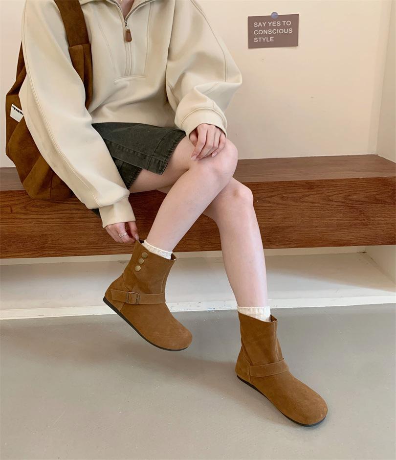 2025 new French niche temperament round head flat heel belt buckle short Martin boots sleeve short boots 39 светло-коричневого
2025 new French niche temperament round head flat heel belt buckle short Martin boots sleeve short boots 39 светло-коричневого