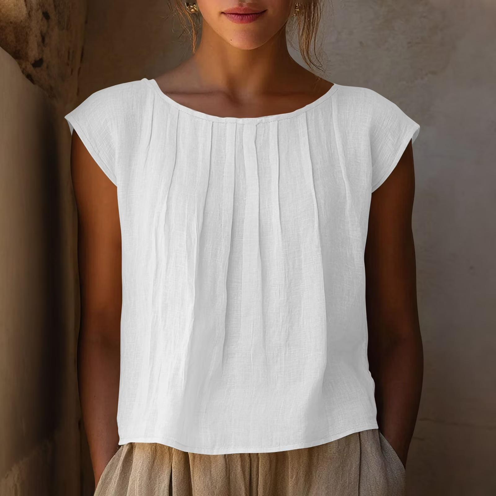 Women Casual Loose Fit Pleated Pullover Top Round Neck Short Sleeve Lightweight Blouse with Wrinkle Texture for Everyday Wear XL білий
Women Casual Loose Fit Pleated Pullover Top Round Neck Short Sleeve Lightweight Blouse with Wrinkle Texture for Everyday Wear XL білий