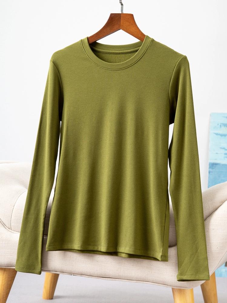 Длинный рукав Женская холодная базовая теплая рубашка Нижняя рубашка большого размера Согревающая одежда осенью Высокий воротник Внутренняя одежда Утепленная футболка с нитками Верхняя часть XL