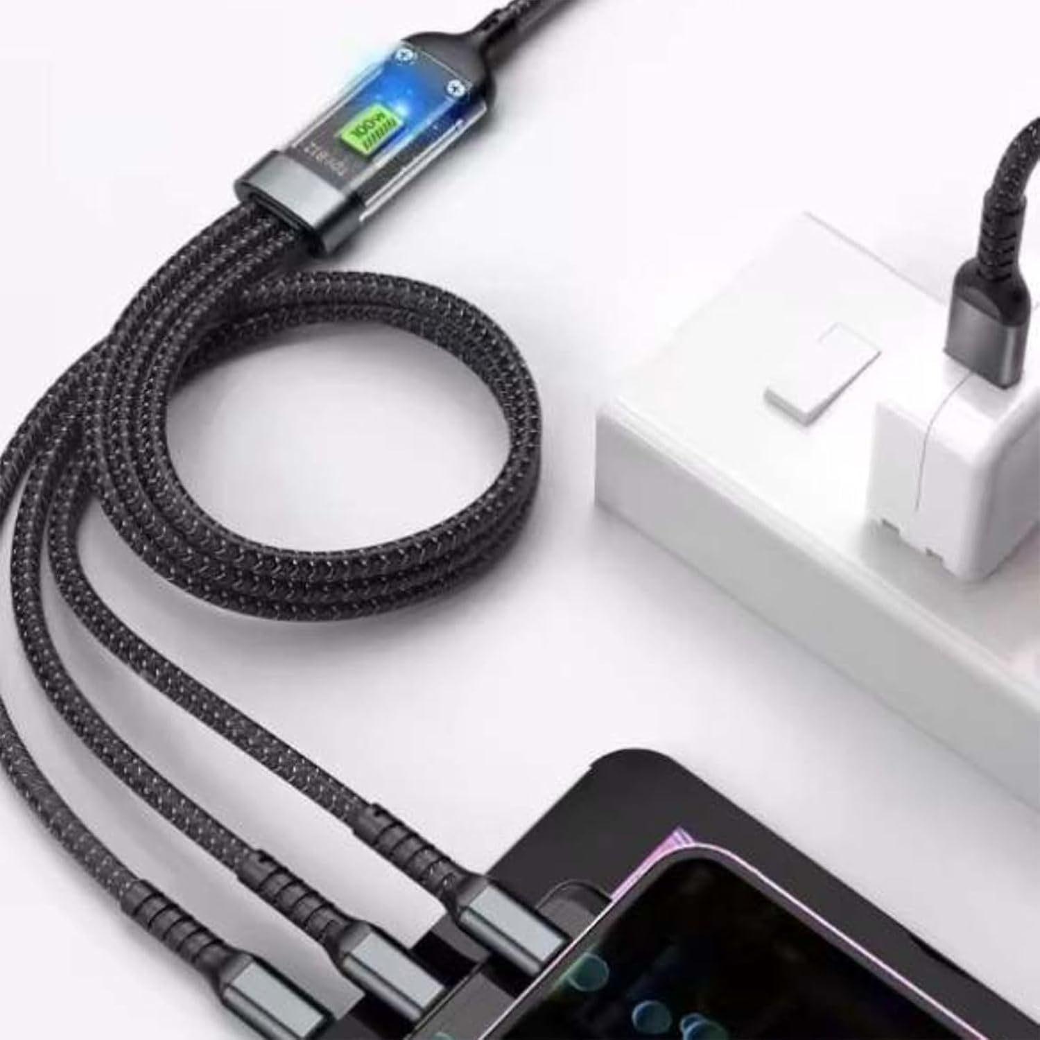 Cross-border 100W One-to-Three Braided Charging Cable for Android, Apple, and USB-C Devices.
Cross-border 100W One-to-Three Braided Charging Cable for Android, Apple, and USB-C Devices.
