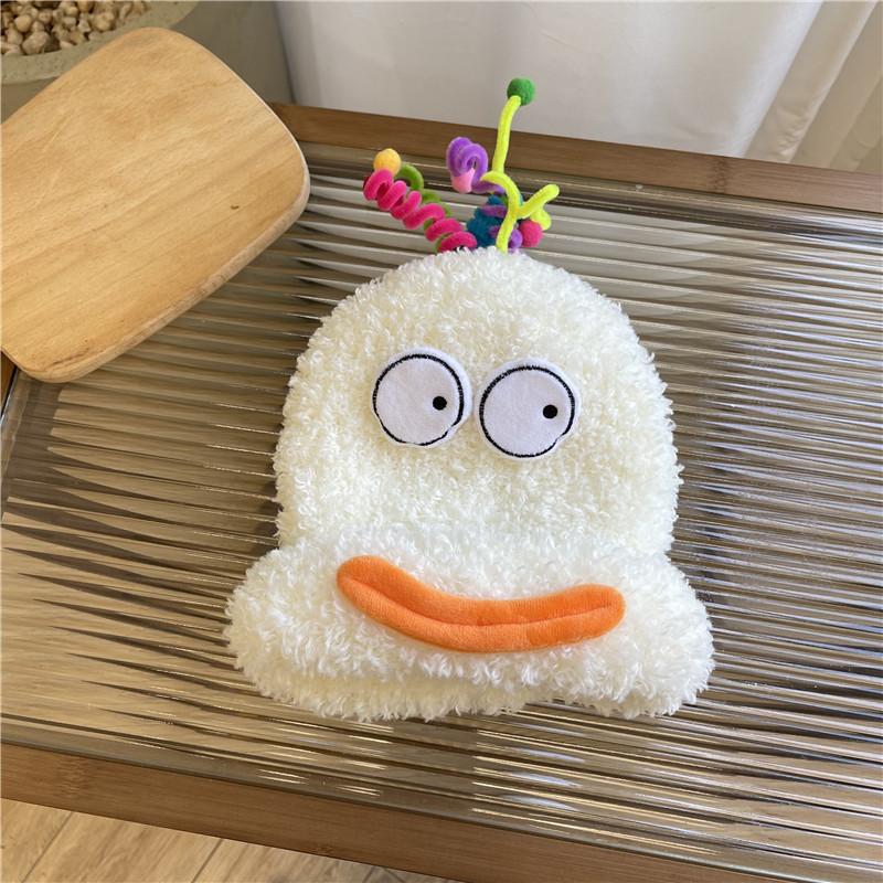 Пушистая шапка Зимняя теплая Мультяшная Смешная Вязаная шапка-балаклава Защита ушей Шапка рыбака