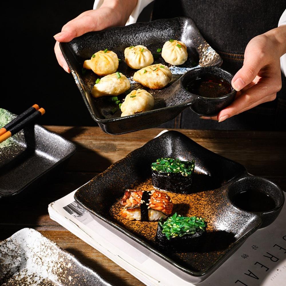 Japanese-style Dumpling Plate Square Ceramic Small Dish Tableware Divided Sushi Dish Home Style A 
Japanese-style Dumpling Plate Square Ceramic Small Dish Tableware Divided Sushi Dish Home Style A