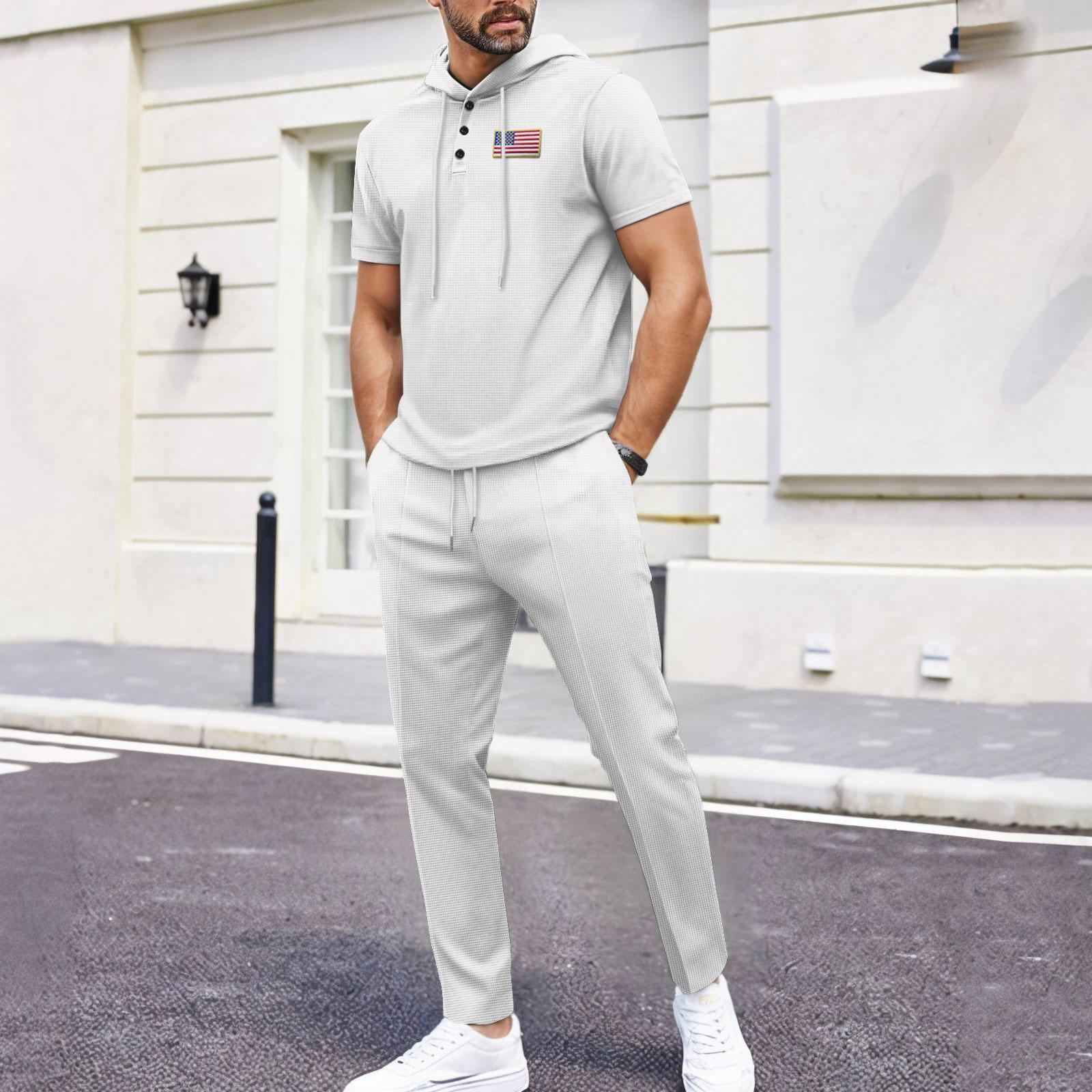 Men s Hooded Short Sleeved Shirt And Casual Comfortable Trousers Suit M білий
Men s Hooded Short Sleeved Shirt And Casual Comfortable Trousers Suit M білий