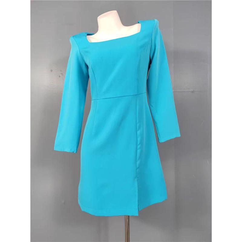 High Goods Square Collar Long Sleeve Small Split Commuter Dress Lake Blue L
High Goods Square Collar Long Sleeve Small Split Commuter Dress Lake Blue L