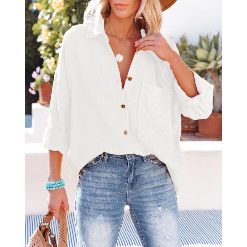 Весенне-осенняя женская рубашка больших размеров, модный топ с длинными рукавами и карманами ярких цветов XL белый
Весенне-осенняя женская рубашка больших размеров, модный топ с длинными рукавами и карманами ярких цветов XL белый
