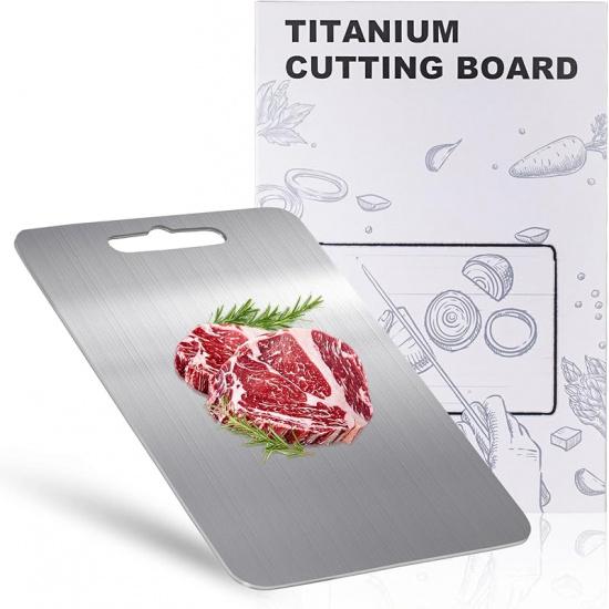 100% Titanium Cutting Board for Kitchen - Dishwasher Safe Chopping Boards with Handle, Reversible Charcuterie Board for Home Counter Outdoor Camping 13 x 9.1
100% Titanium Cutting Board for Kitchen - Dishwasher Safe Chopping Boards with Handle, Reversible Charcuterie Board for Home Counter Outdoor Camping 13 x 9.1
