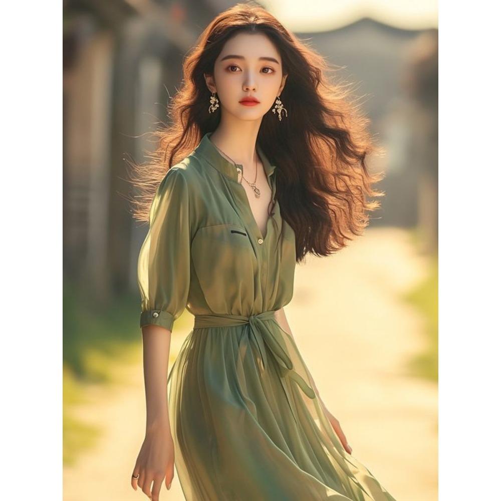 New Chinese Style Small Stand-up Collar Green Fashionable Chiffon Dress for Women Summer Versatile Dresses XXL зелений
New Chinese Style Small Stand-up Collar Green Fashionable Chiffon Dress for Women Summer Versatile Dresses XXL зелений
