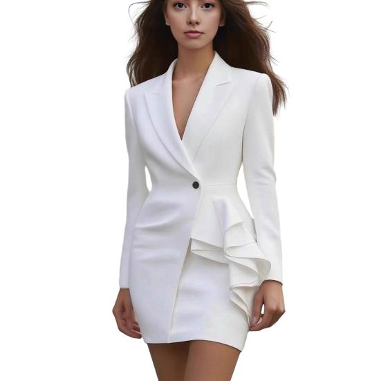 Women s Blazer Dress V Neck Long Sleeve Bodycon Work Dress One Button Ruffle Sheath Dress XL білий
Women s Blazer Dress V Neck Long Sleeve Bodycon Work Dress One Button Ruffle Sheath Dress XL білий