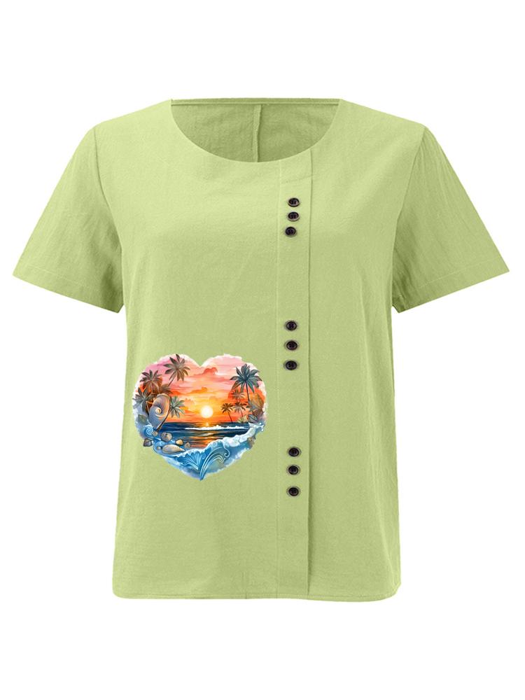 Women s Fashion Heart Shaped Scenery Print Round Neck Short Sleeve T-shirt Casual Cotton Linen Graphic Shirt Leisure Loose Summer Blouse Tops 5XL зелений
Women s Fashion Heart Shaped Scenery Print Round Neck Short Sleeve T-shirt Casual Cotton Linen Graphic Shirt Leisure Loose Summer Blouse Tops 5XL зелений