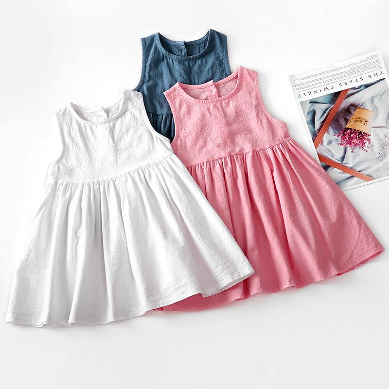 New Girls Sleeveless Cotton Linen Dress - Summer Solid Color Pleated Design 90 cm рожевий
New Girls Sleeveless Cotton Linen Dress - Summer Solid Color Pleated Design 90 cm рожевий