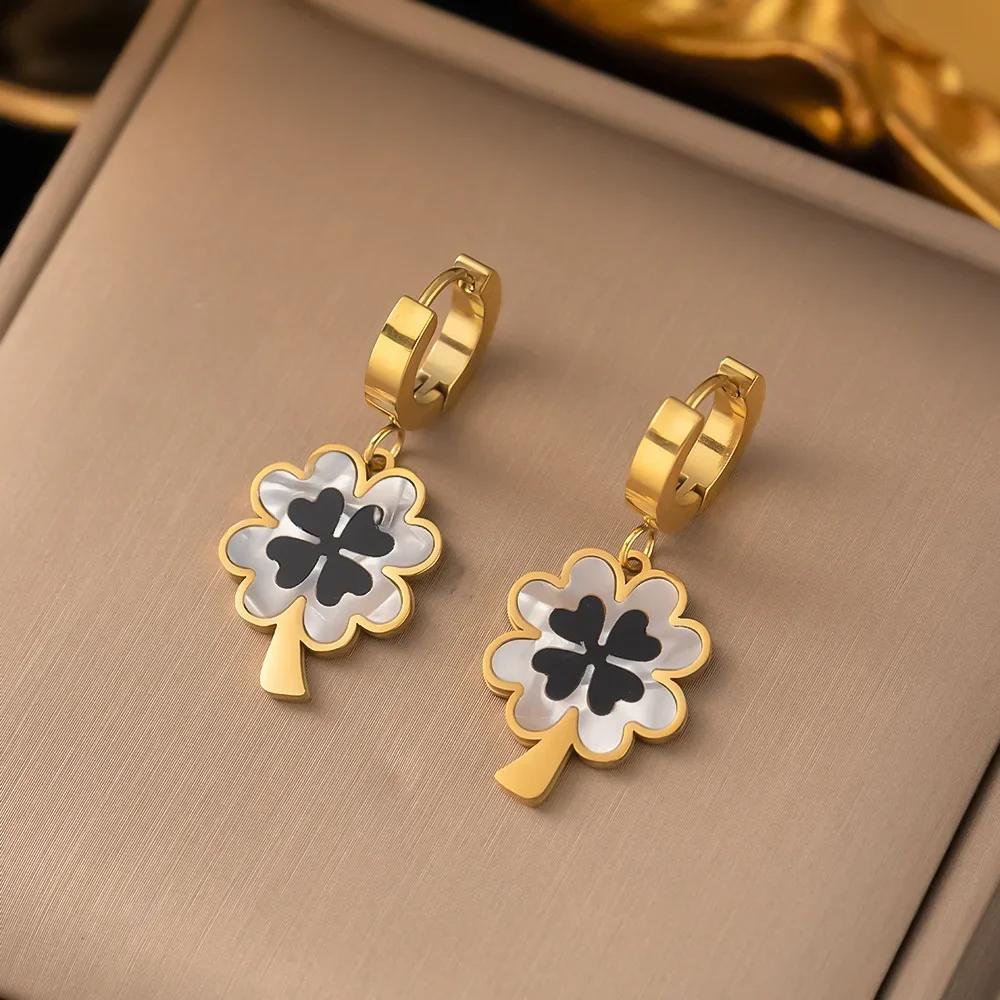 Fashion Four-leaf Flower Stainless Steel Earrings Necklace Set for Women Lucky Turkish Blue Eyes Drop Pendant Daywear Zircon
Fashion Four-leaf Flower Stainless Steel Earrings Necklace Set for Women Lucky Turkish Blue Eyes Drop Pendant Daywear Zircon