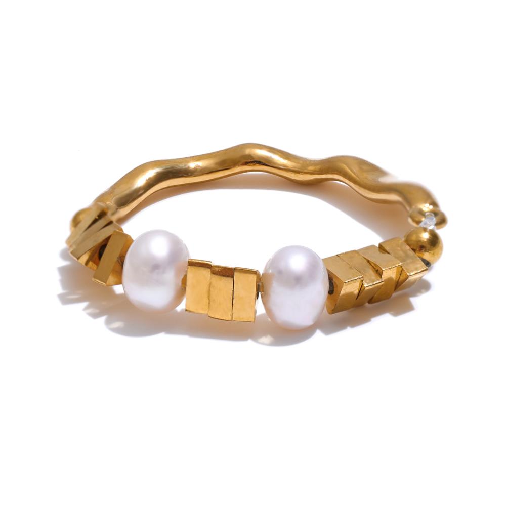 Yhpup Stainless Steel Natural Pearl Elasticity Golden Ring Adjustable 18K Gold PVD Plated Fashion Charm Jewelry Water Resistant resizable
Yhpup Stainless Steel Natural Pearl Elasticity Golden Ring Adjustable 18K Gold PVD Plated Fashion Charm Jewelry Water Resistant resizable