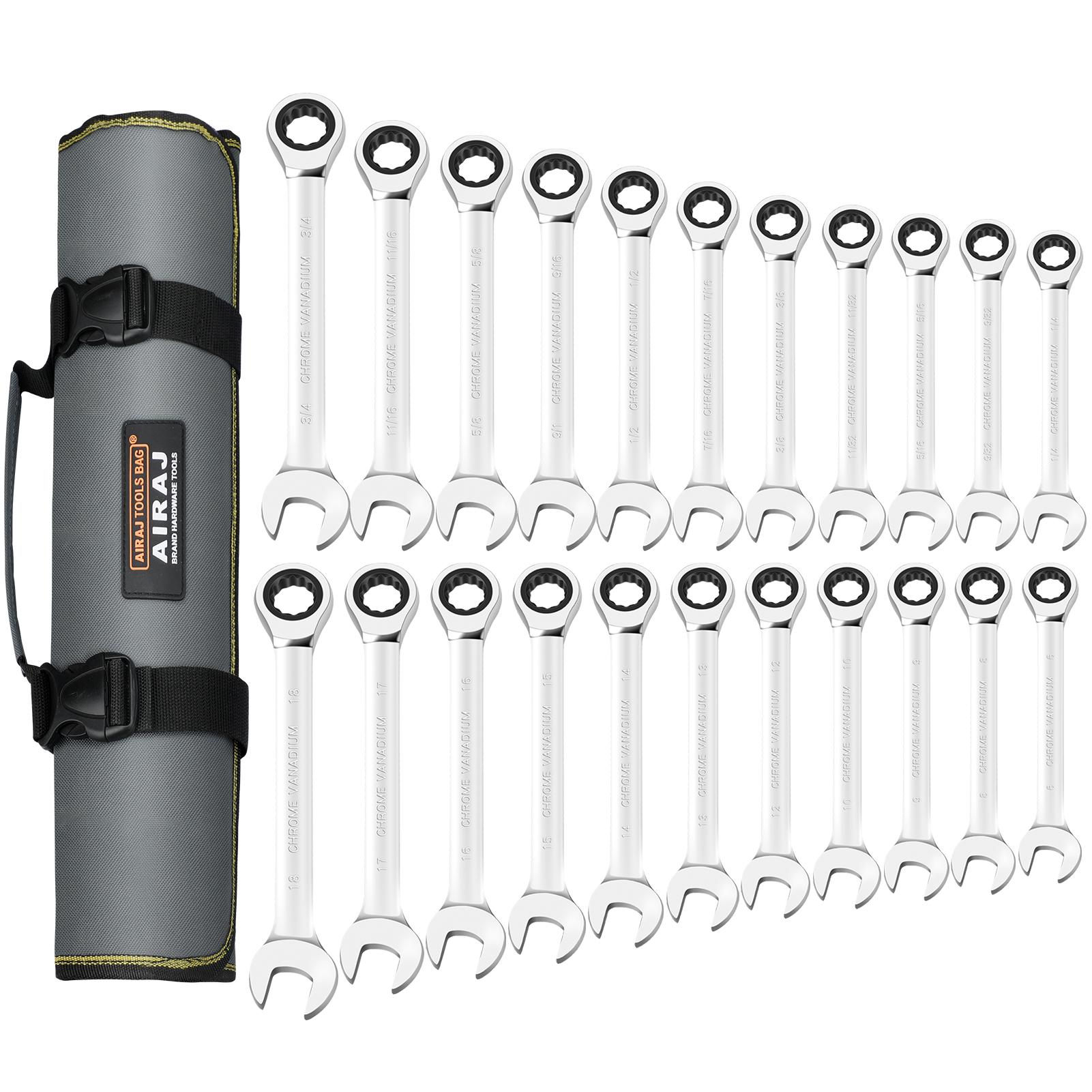 Набор трещоточных ключей AIRAJ 22 шт., SAE 1/4-3/4 дюйма и 6-18 мм, стандартный комбинированный набор трещоточных ключей для ремонта автомобилей
Набор трещоточных ключей AIRAJ 22 шт., SAE 1/4-3/4 дюйма и 6-18 мм, стандартный комбинированный набор трещоточных ключей для ремонта автомобилей