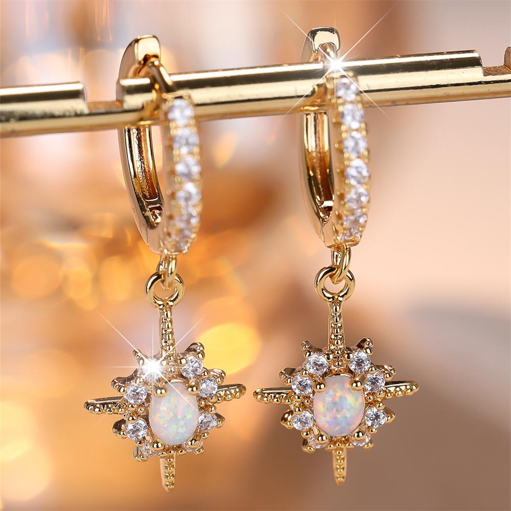 White Opal Oval Stone Stars Flower Pendant Hoop Earrings For Women Vintage Silver Color Wedding Jewelry
White Opal Oval Stone Stars Flower Pendant Hoop Earrings For Women Vintage Silver Color Wedding Jewelry