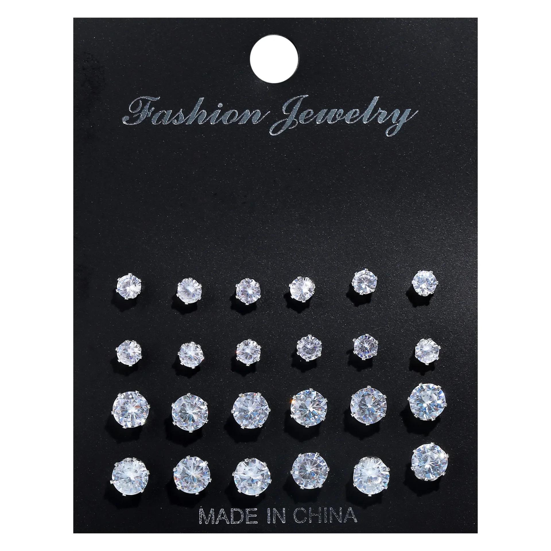 12 Pair/Lot White Shiny Wedding Stud Earrings Set for Women Men Cubic zircon Jewelry Accessories Minimalist Earring Jewelry Gift
12 Pair/Lot White Shiny Wedding Stud Earrings Set for Women Men Cubic zircon Jewelry Accessories Minimalist Earring Jewelry Gift