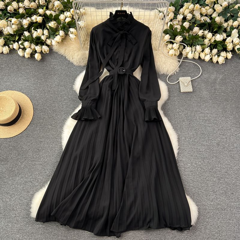 Long Sleeves Dress Spring Women s 2024 New Arrival French Elegant Retro Bows Shoelace Waist-Controlled Large Hem Chiffon Dress Black All yards
Long Sleeves Dress Spring Women s 2024 New Arrival French Elegant Retro Bows Shoelace Waist-Controlled Large Hem Chiffon Dress Black All yards