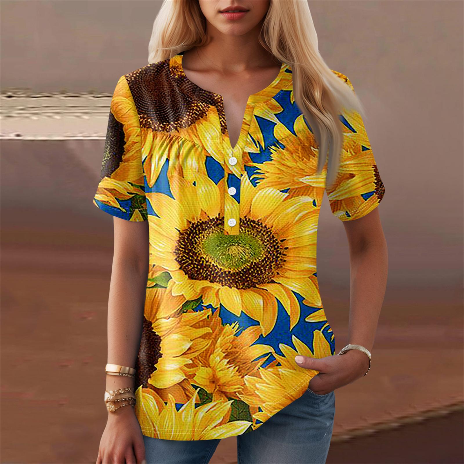 Женская повседневная футболка с v-образным вырезом и коротким рукавом с цветочным принтом и декоративными пуговицами, топ XXL оранжевый
Женская повседневная футболка с v-образным вырезом и коротким рукавом с цветочным принтом и декоративными пуговицами, топ XXL оранжевый