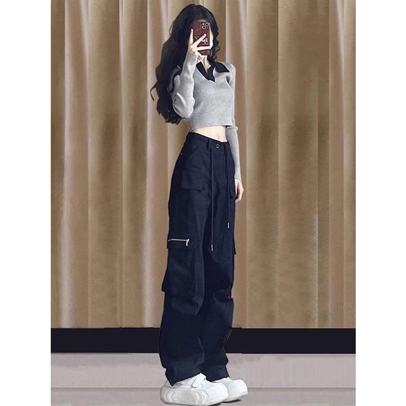 2025 Navy Blue High-Waisted Straight-Leg Cargo Pants for Women - Retro Loose Casual Wide-Leg Trousers 3XL
2025 Navy Blue High-Waisted Straight-Leg Cargo Pants for Women - Retro Loose Casual Wide-Leg Trousers 3XL