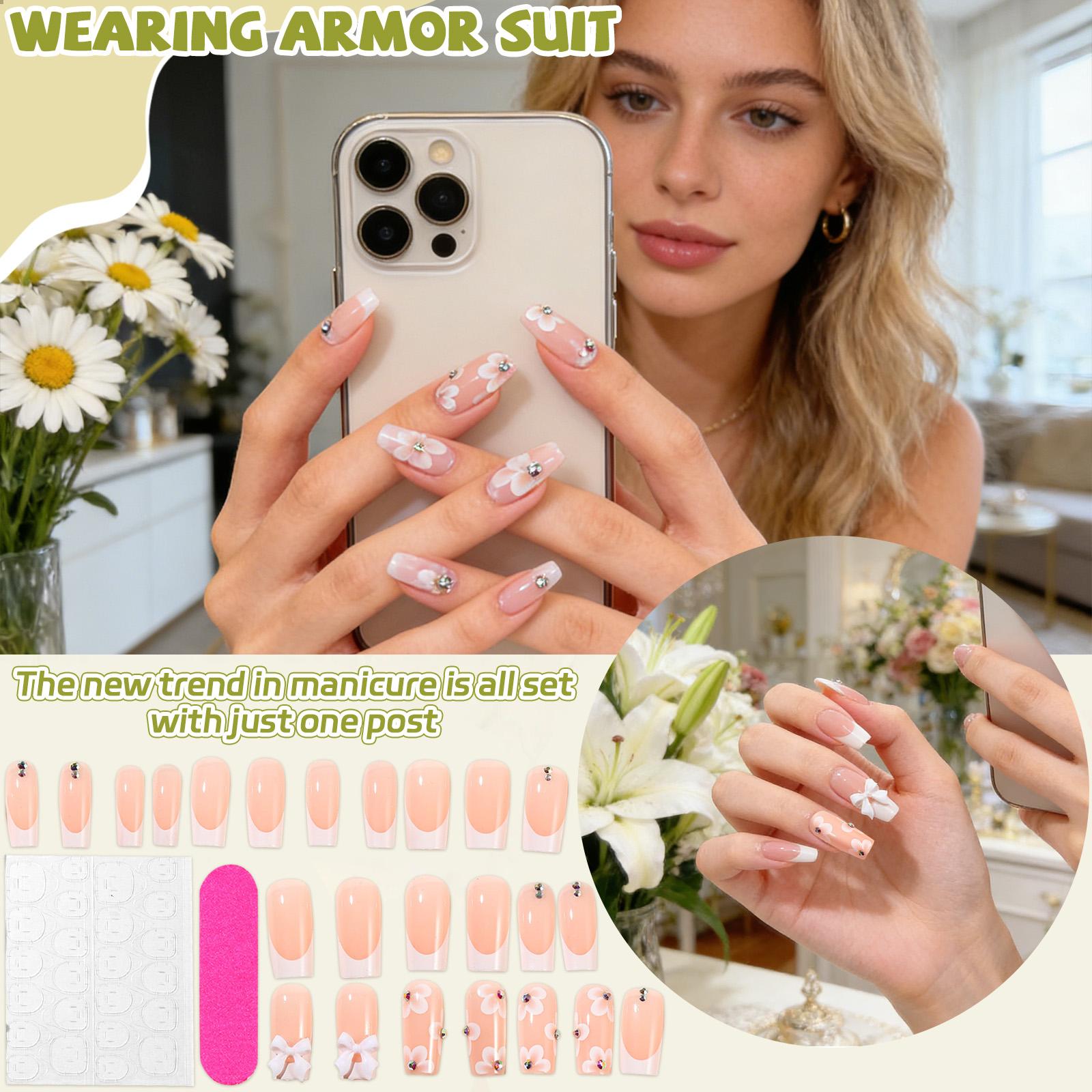 French Style Press On Nails Set Floral Design Artificial Nails Full Cover False Nails with Nail File and Adhesive Tabs for Easy Application one size білий
French Style Press On Nails Set Floral Design Artificial Nails Full Cover False Nails with Nail File and Adhesive Tabs for Easy Application one size білий