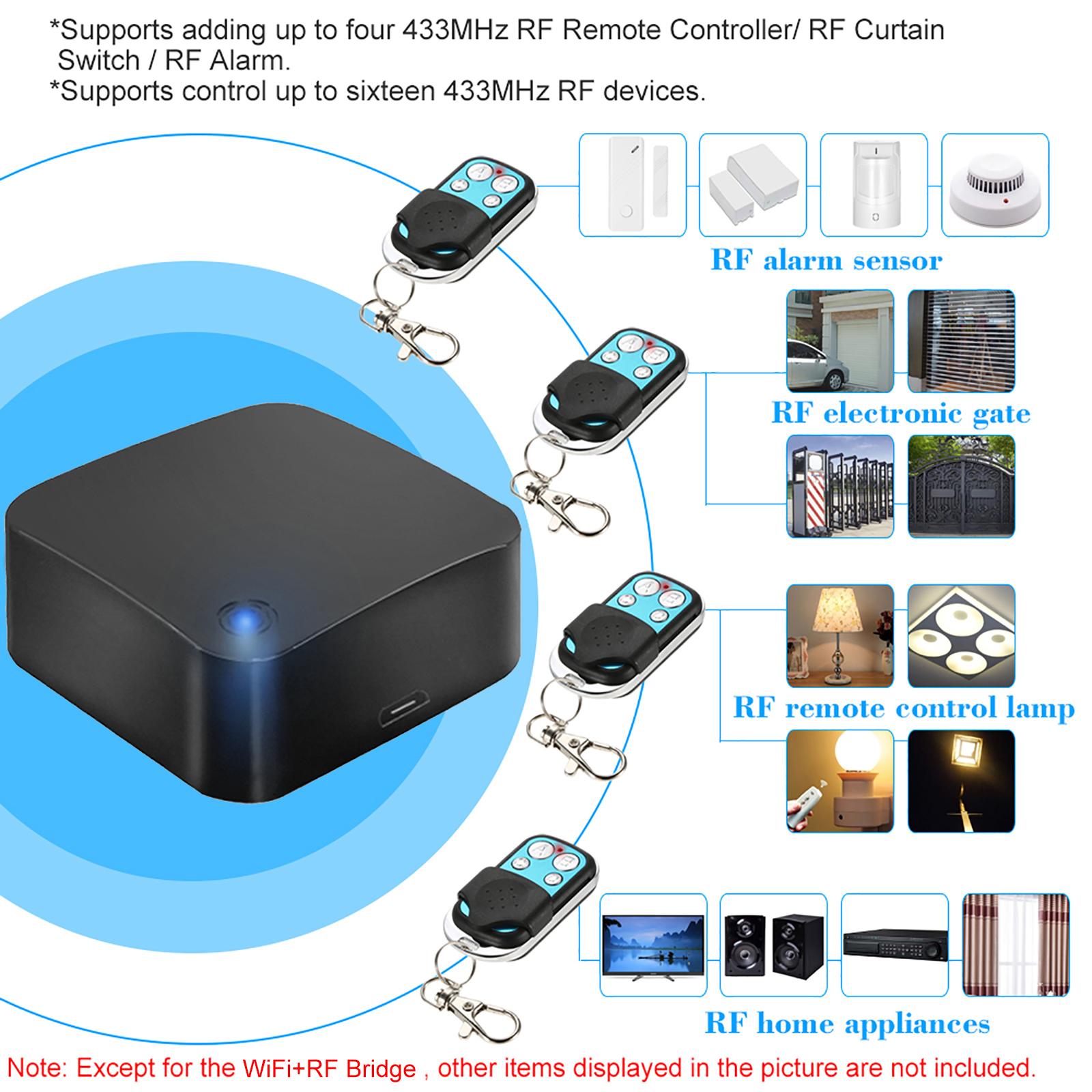 WiFi+RF Bridge 433MHz Smart Home Automation Module Wifi Wireless Timer Convert 433MHz RF Remote Controllers to App via WIFI Compa
WiFi+RF Bridge 433MHz Smart Home Automation Module Wifi Wireless Timer Convert 433MHz RF Remote Controllers to App via WIFI Compa
