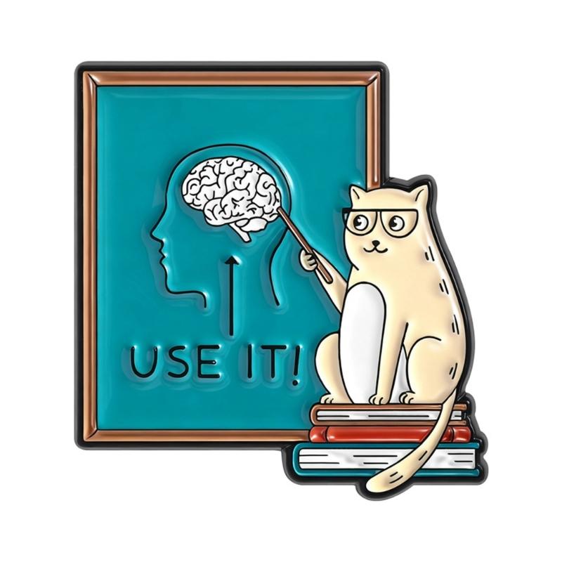 Artistic Cartoon Puss Teacher Brooch Featuring Glasses Pointing To Brain For Thinking Encouragement Enamel Corsage Pin 1
Artistic Cartoon Puss Teacher Brooch Featuring Glasses Pointing To Brain For Thinking Encouragement Enamel Corsage Pin 1