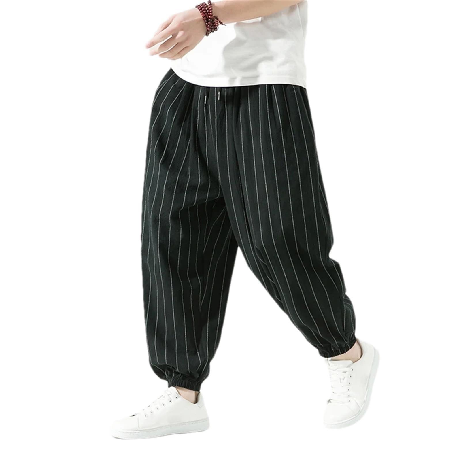 Men s Striped Linen Cotton Casual Tapered Pants, Loose Fit Trousers M чорний
Men s Striped Linen Cotton Casual Tapered Pants, Loose Fit Trousers M чорний