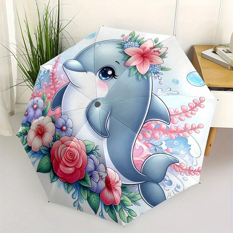 Dolphin,Flowers Automatic Folding Umbrella Simple 8 Rib Design, Bright Cartoon Pattern, Durable Iron Frame, Suitable For Travel, Outdoor, B
Dolphin,Flowers Automatic Folding Umbrella Simple 8 Rib Design, Bright Cartoon Pattern, Durable Iron Frame, Suitable For Travel, Outdoor, B